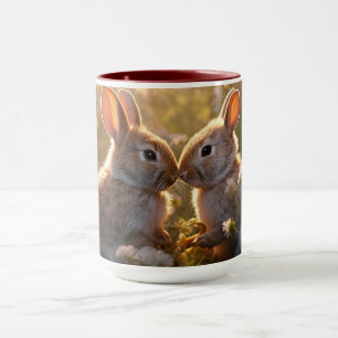 Mug Bunnies adorables dans la conception des prés de p