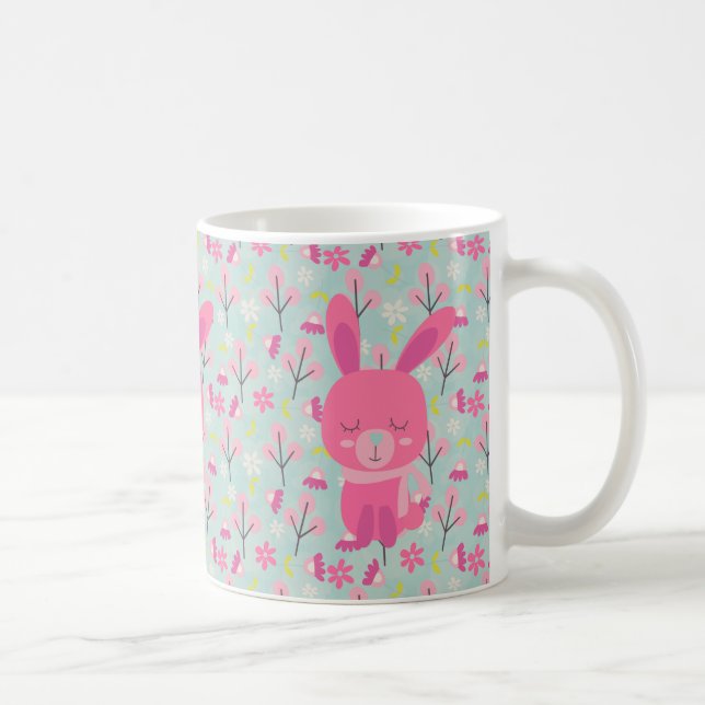 Mug Bunnies et fleurs roses (Droite)