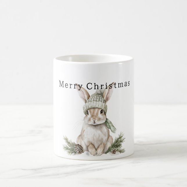 Mug Bunny Rabbit Green Hat Christmas (Centre)