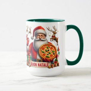 Mug Buon Natale Père Noël italienne avec pizza et renn