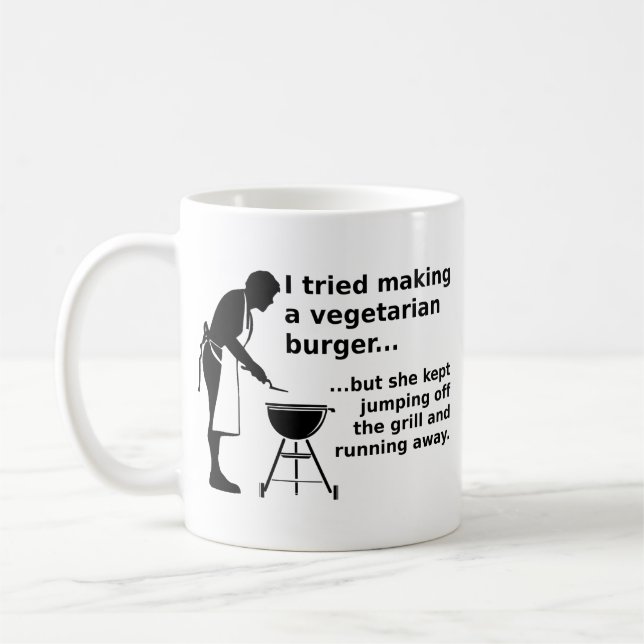Mug Burger végétarien Drôle Viande Humour (Gauche)
