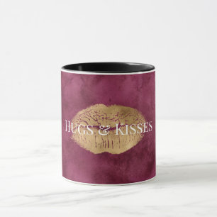 Mug Burgundy Gold Kiss Lips