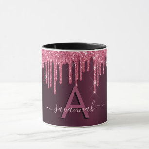 Mug Burgundy parties scintillant goutte script monogra