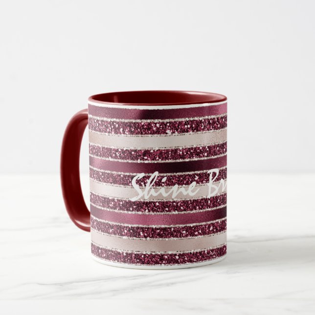 Mug Burgundy Rouge Rose Rose Gold Parties scintillant  (Devant gauche)