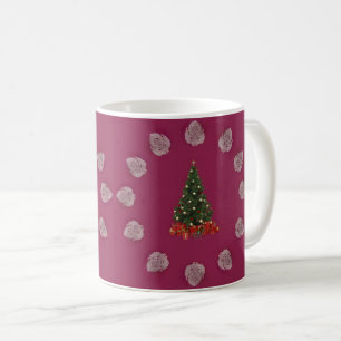 Mug Burgundy thème de Noël motifs or