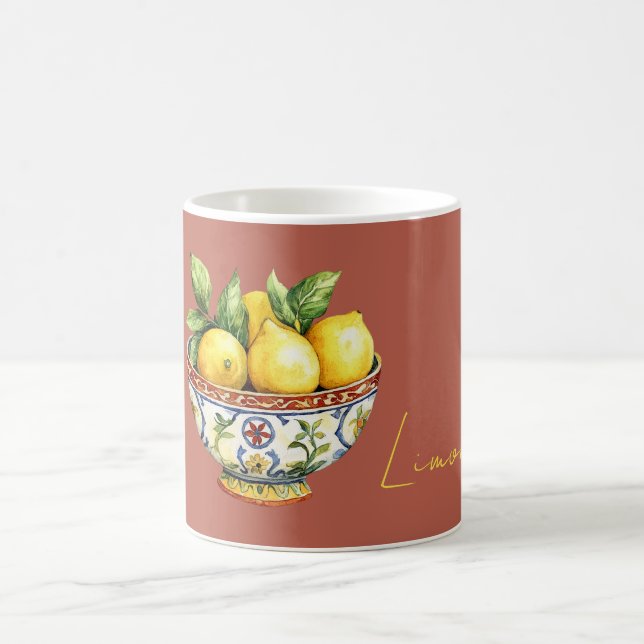 Mug Burnt Red Yellow Lemons Italian Bowl (Centre)