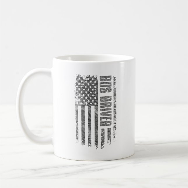 Mug Bus Driver USA Flag Distressed design (Gauche)