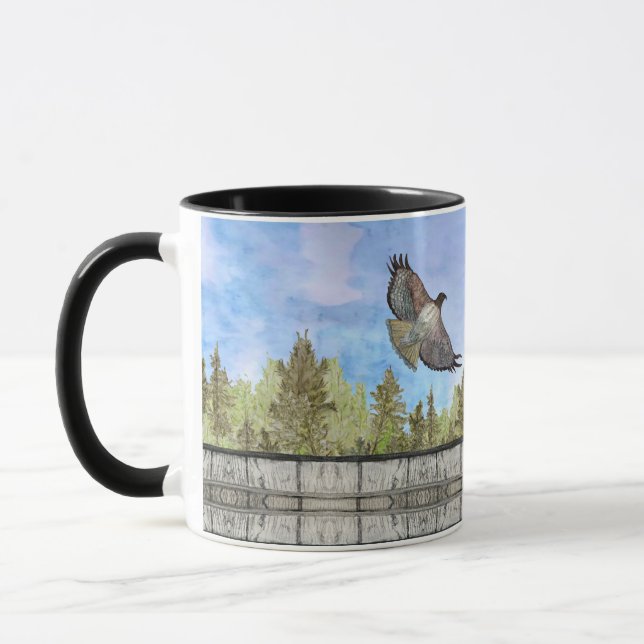 Mug Buse à épaules rouge Bouge de thé au café d'oiseau (Gauche)