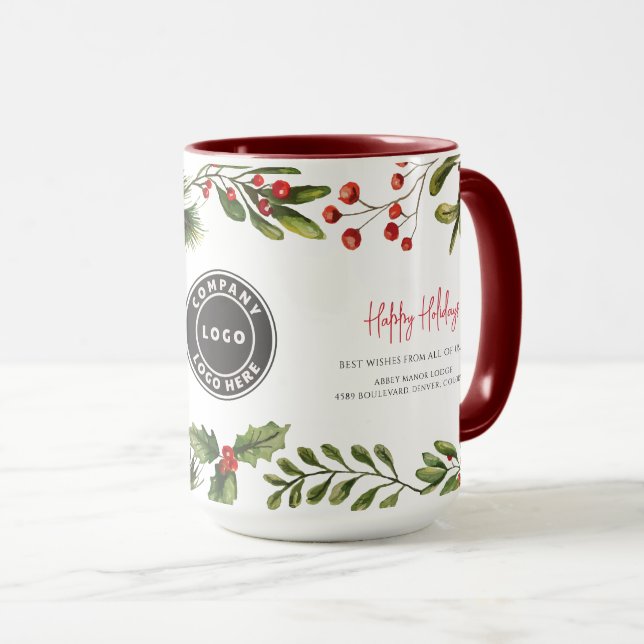 Mug Business Logo Happy Holidays Employees Christmas (Devant droit)