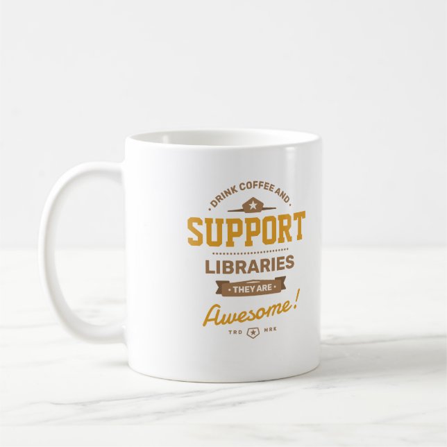 Mug Buvez du café et des bibliothèques de soutien Coll (Gauche)
