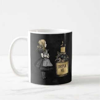 Mug Buvez moi noir et or Alice au pays des merveilles