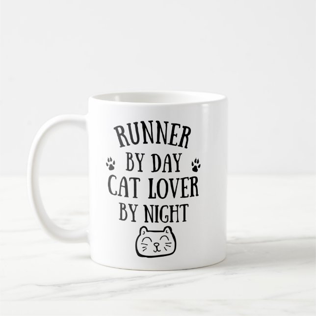 Mug By day - cat lover - runner - BonW (4 500 x 5 500) (Gauche)