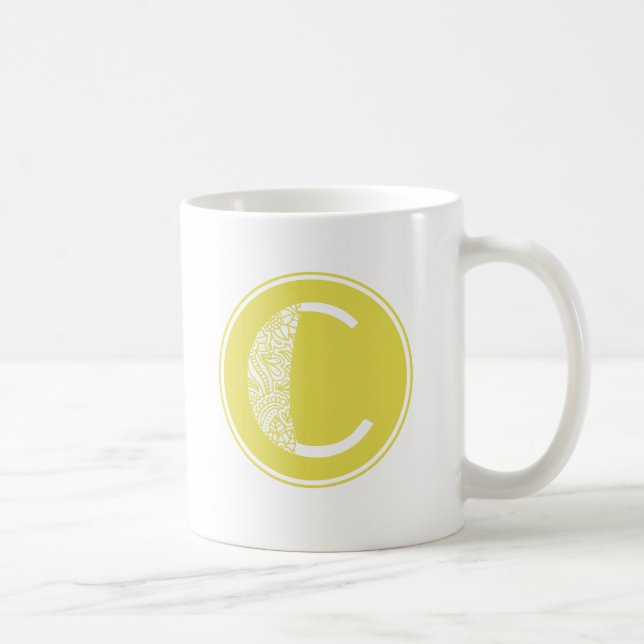 Mug C Monogramme floral initial (Droite)