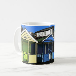 Mug Cabanes de plage et ciel bleu anglais photo de bor
