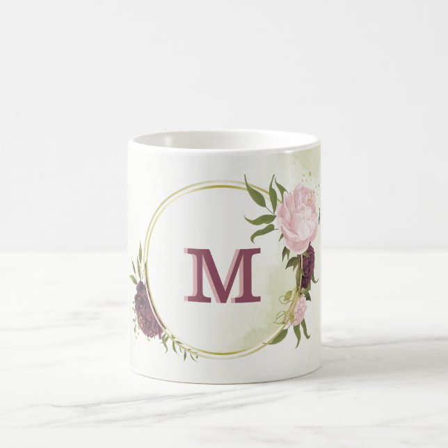 Mug cabernet vert rose fleuri (Centre)