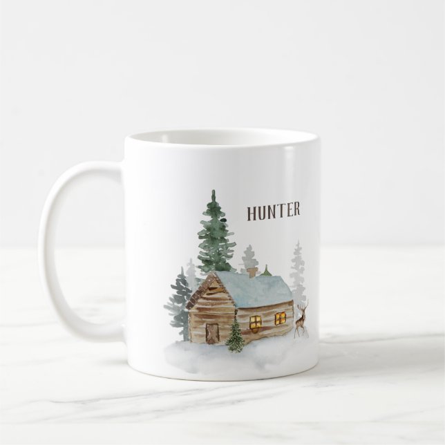 Mug Cabine forestier de Woodland avec cerf personnalis (Gauche)