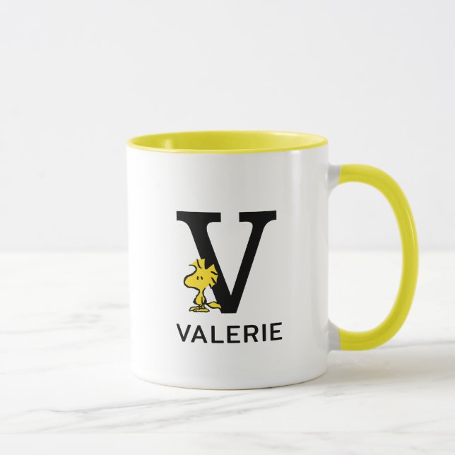 Mug cacahuètes | Bois Nom et monogramme V (Droite)
