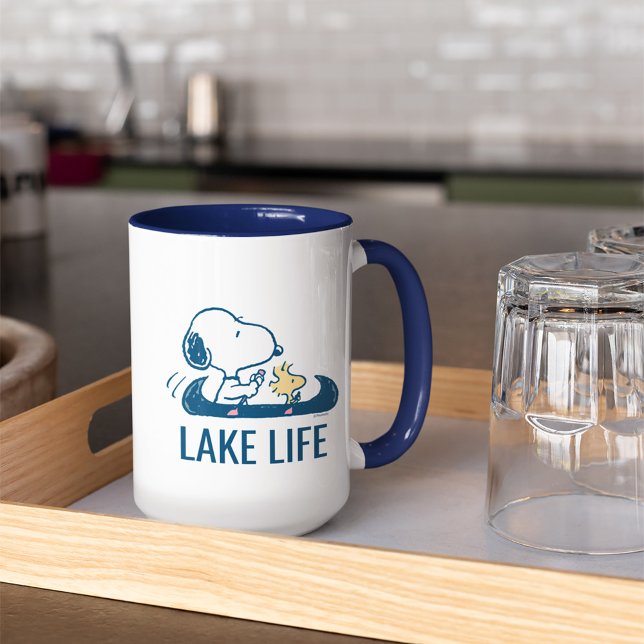 Mug cacahuètes | Canoë Snoopy & Woodstock (Mug on tray)