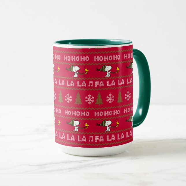 Mug cacahuètes | Chandail de Noël Snoopy & Woodstock (Devant droit)