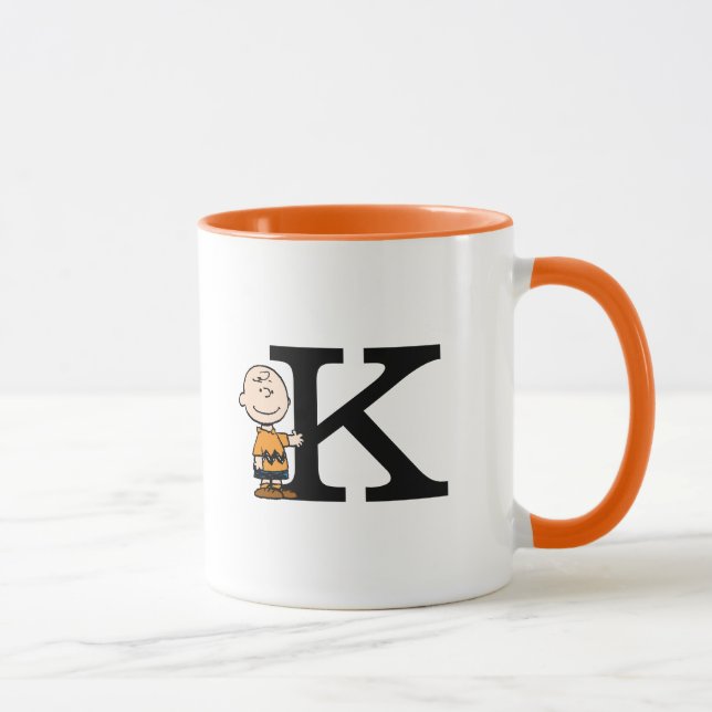 Mug cacahuètes | Charlie Brown Monogramme K (Droite)