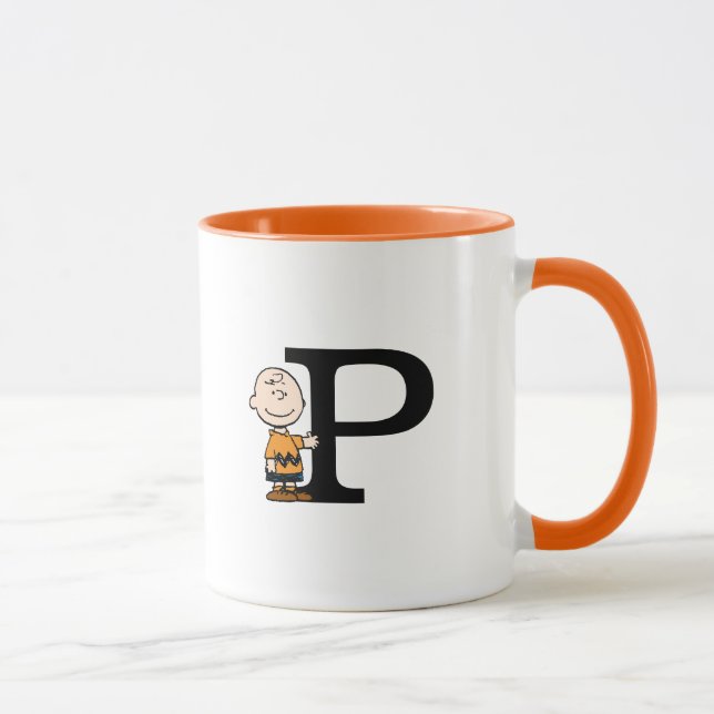 Mug cacahuètes | Charlie Brown Monogramme P (Droite)