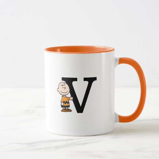 Mug cacahuètes | Charlie Brown Monogramme V (Droite)