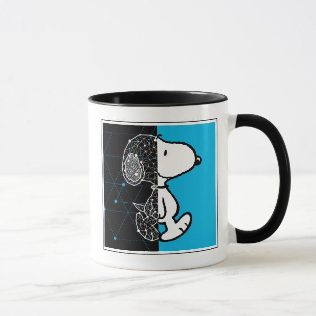 Mug cacahuètes | Conception géométrique Snoopy (Droite)