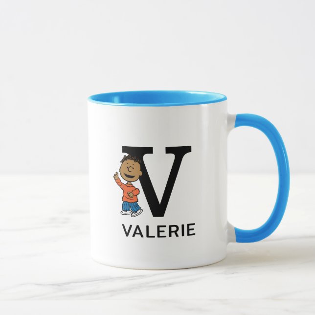 Mug cacahuètes | Franklin Name & Monogram V (Droite)