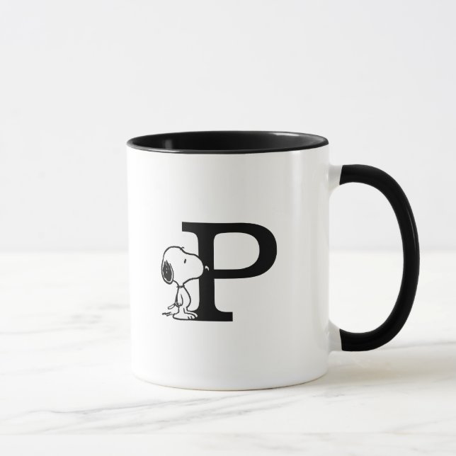 Mug cacahuètes | Monogramme Snoopy P (Droite)