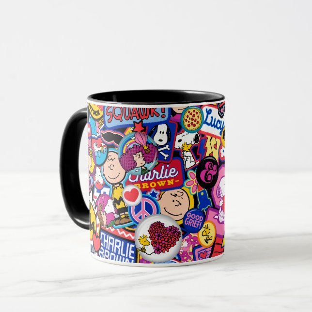 Mug cacahuètes | Motif de patchs Mixtape (Devant gauche)