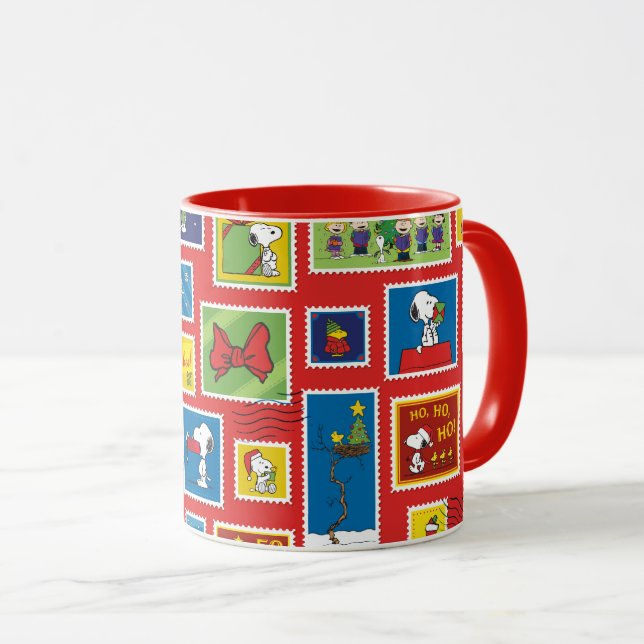 Mug cacahuètes | Motif des timbres de Noël (Devant droit)