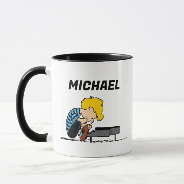 Mug cacahuètes | Schroeder | Ajouter Votre Nom (Gauche)
