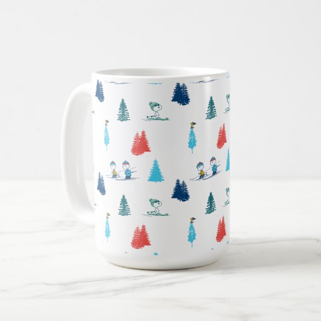 Mug cacahuètes | Ski d'hiver Motif des pistes (Devant gauche)
