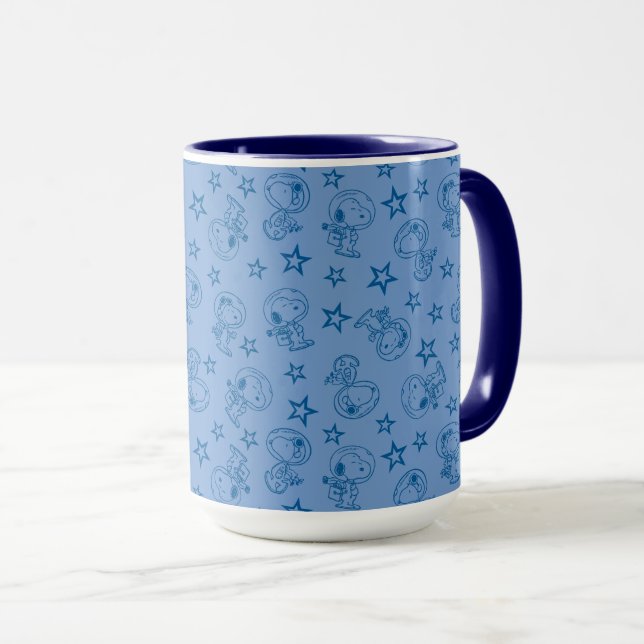 Mug cacahuètes | Snoopy Blue Space Astronaut Motif (Devant droit)