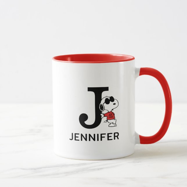 Mug cacahuètes | Snoopy "Joe Cool" | Nom et monogramme (Droite)