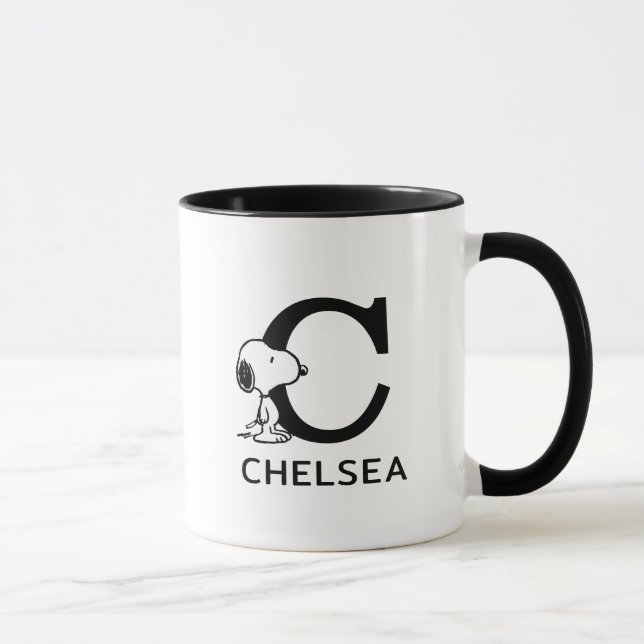 Mug cacahuètes | Snoopy Nom et monogramme C (Droite)
