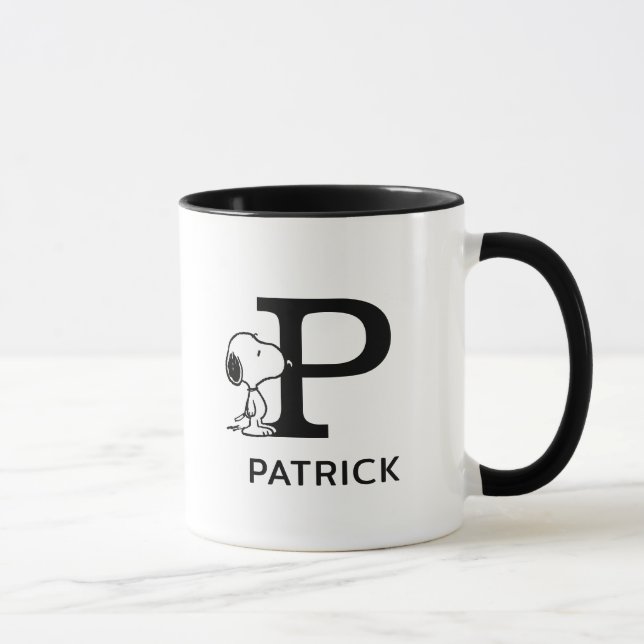 Mug cacahuètes | Snoopy Nom et monogramme P (Droite)