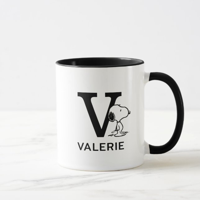 Mug cacahuètes | Snoopy Nom & Monogram V (Droite)