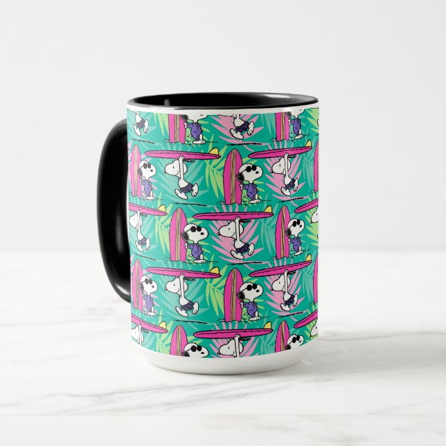 Mug cacahuètes | Snoopy Turquoise Surf Motif (Devant gauche)