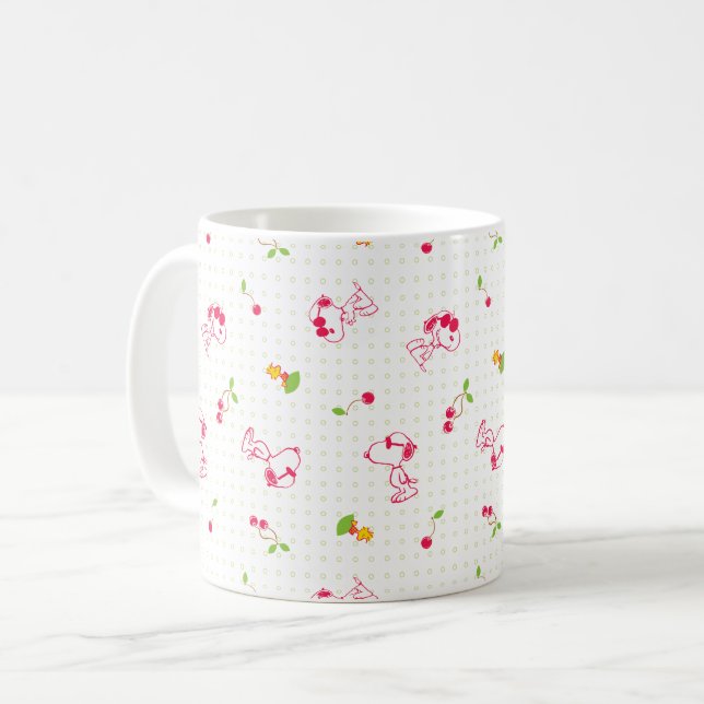 Mug cacahuètes | Snoopy & Woodstock Cherry Motif (Devant gauche)