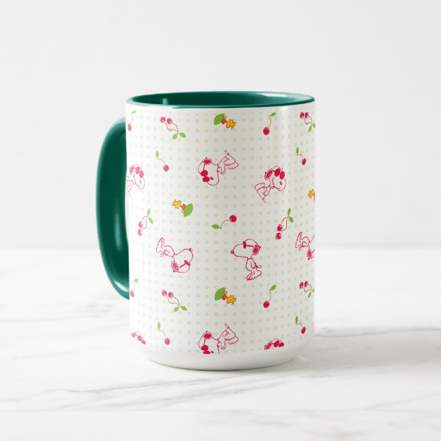 Mug cacahuètes | Snoopy & Woodstock Cherry Motif (Devant gauche)