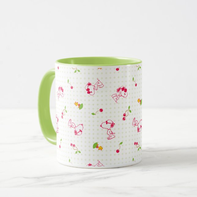 Mug cacahuètes | Snoopy & Woodstock Cherry Motif (Devant gauche)