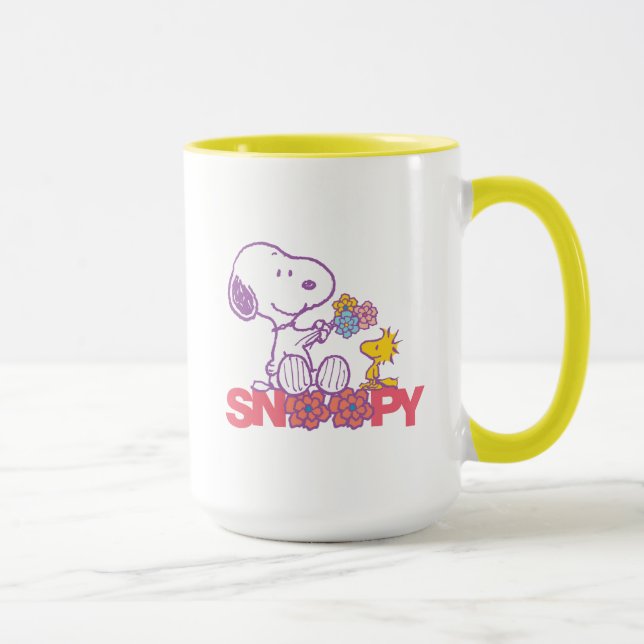 Mug cacahuètes | Snoopy & Woodstock Flowers (Droite)