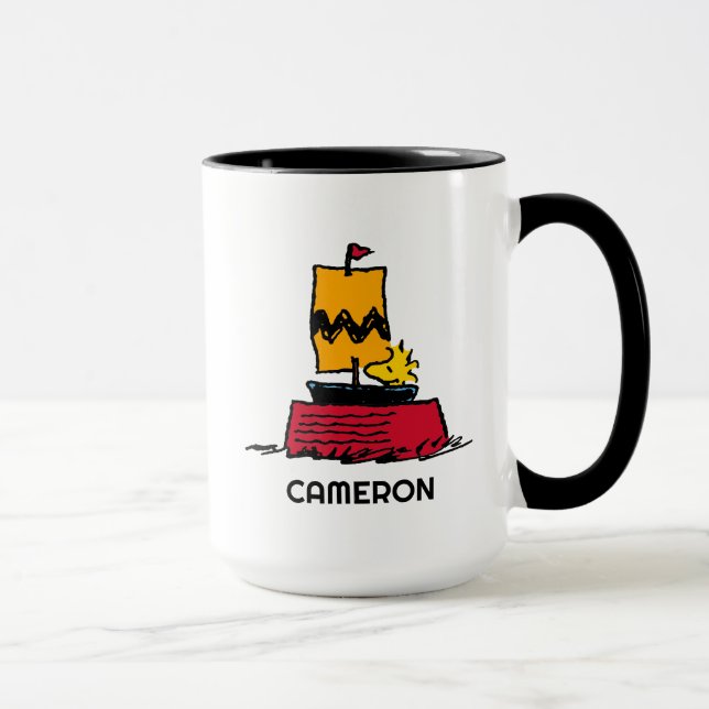 Mug cacahuètes | Woodstock Snoopy Plat Bateau à voile (Droite)