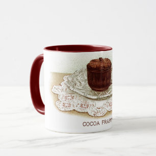 Mug cacao vintage chocolat chaud élégant brun blanc