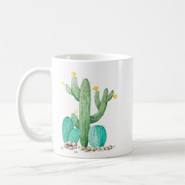 Mug Cactus Cactées Aquarelle Désert Sud-Ouest Succulen (Gauche)