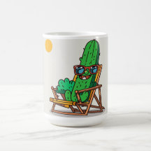 Cactus Caricaturesco en la Playa - Taza Divertida