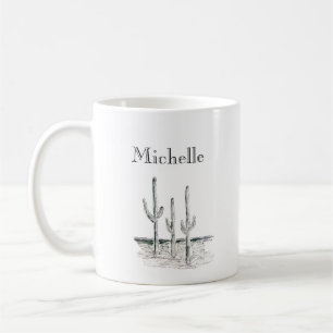 Mug Cactus du désert Sud-Ouest Noir Blanc