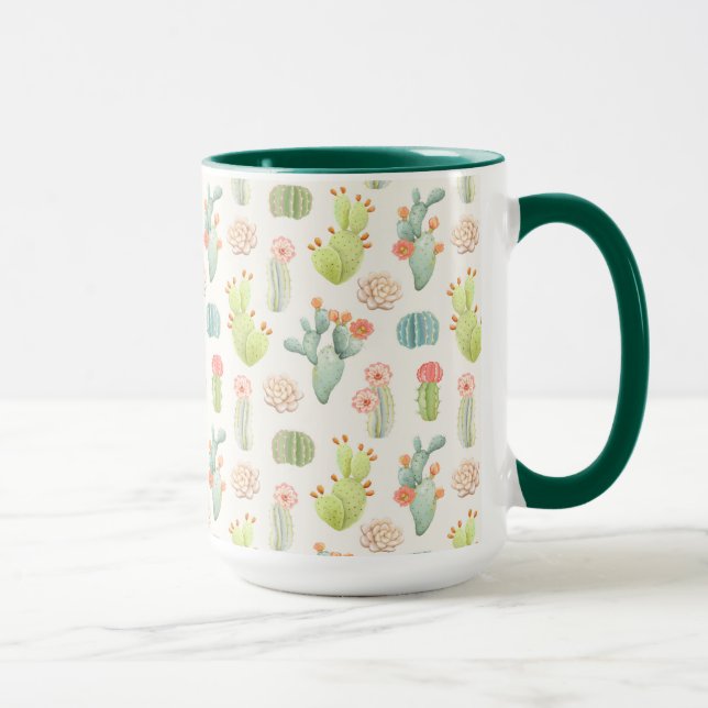 Mug Cactus en pastel mou et motif succulent (Droite)
