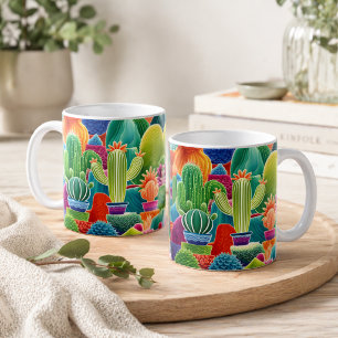 Mug Cactus en pot abstrait